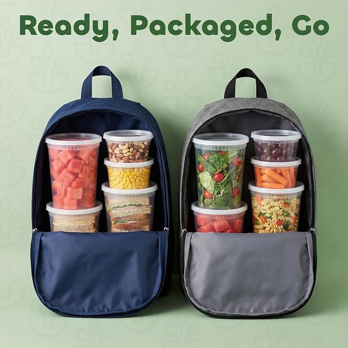 JoyServe 48 Sets Deli Containers with Lids – 16oz & 32oz – Leak Proof, Microwaveable, Dishwasher & Freezer Safe – Plastic Food Storage & Soup Containers