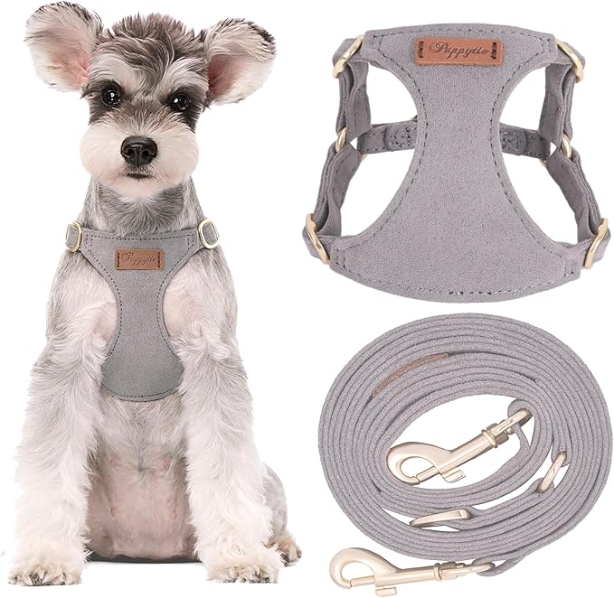 Puppytie Small Dog Harness with Multifunction Dog Leash,Lightweight Soft Adjustable No Choke Escape Proof Pet Harness Vest Pet Harness Vest,Silver Grey,S
