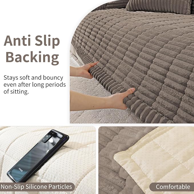 Fuzzy Pet Couch Covers for Dogs Washable, Thick Couch Covers for 3 Cushion Sofa Pet Friendly, Non Slip Plush Dog Couch Cover for for Sectional, Loveseat (Espresso, 27.6" x 71")