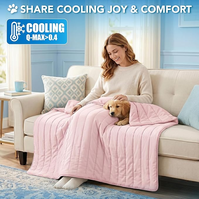 PetAmi Dog Cooling Mat, Q-Max Pet Cooling Blanket with Thick Cushioning, Self Cooling Pad for Dogs & Cats, Reversible Summer Mat for Crate, Couch, Kennel, Pink, Small (24x32)