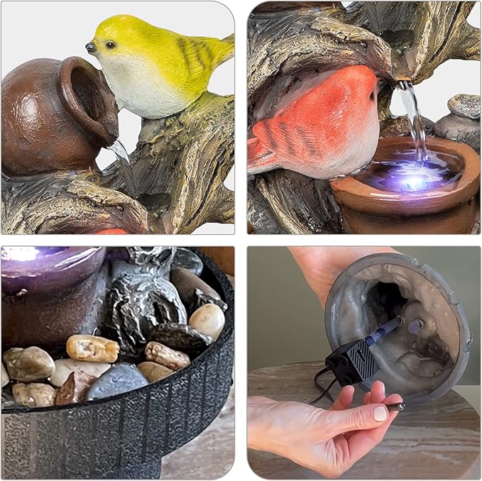Ferrisland Indoor Tabletop Water Fountain, Desktop & Table Waterfall Fountains, Relaxation Fengshui Home Decor with LED Light for Home Office Bedroom House Warming Gift Idea