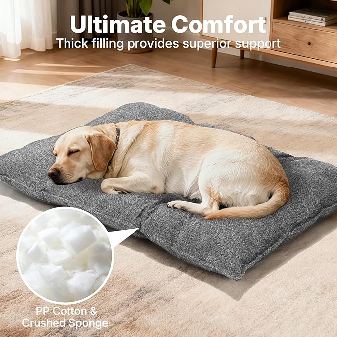 Veehoo Indestructible Dog Bed for Crate, Chew Proof Dog Crate Pad with Reinforced Corners, XL Washable Chew Resistant Pet Mat for Kennel, 41" x 28"