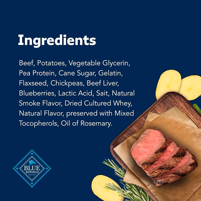 Blue Buffalo Stix Natural Soft Moist Dog Treats Beef Recipe Bag