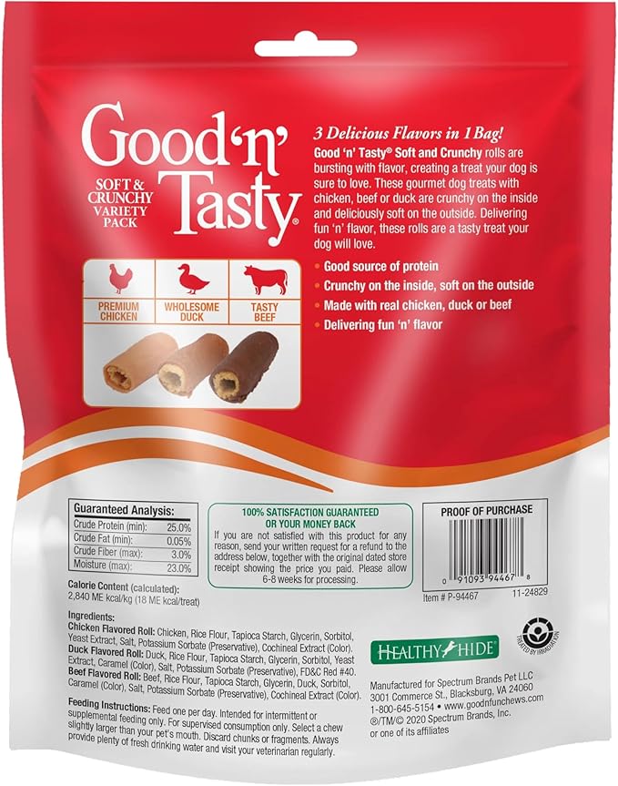 Good ‘N’ Tasty Soft and Crunchy Variety Pack, 8 Ounces, Treats for Dogs (Pack of 4)