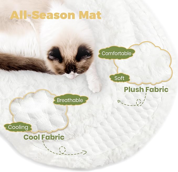 Easyego Modern Cat Tree, 45.6" Aesthetic Wood Cat Tree Tower for Large Cats, Luxury Cat Condo with Scratching Posts and Flower Platforms, Cat Furniture, White&Green