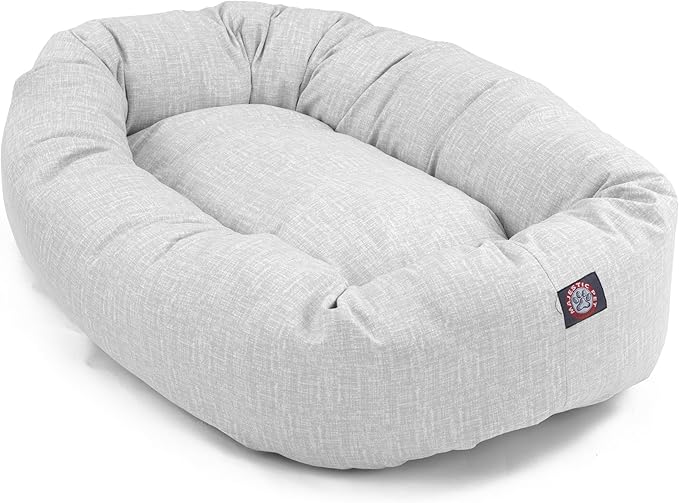 Majestic Pet 32 Inch Bagel Calming Dog Bed Washable – Cozy Soft Round Dog Bed with Spine Support for Dogs to Rest Their Head - Fluffy Donut Puppy Mat 32x23x7 (Inch) Medium – Gray