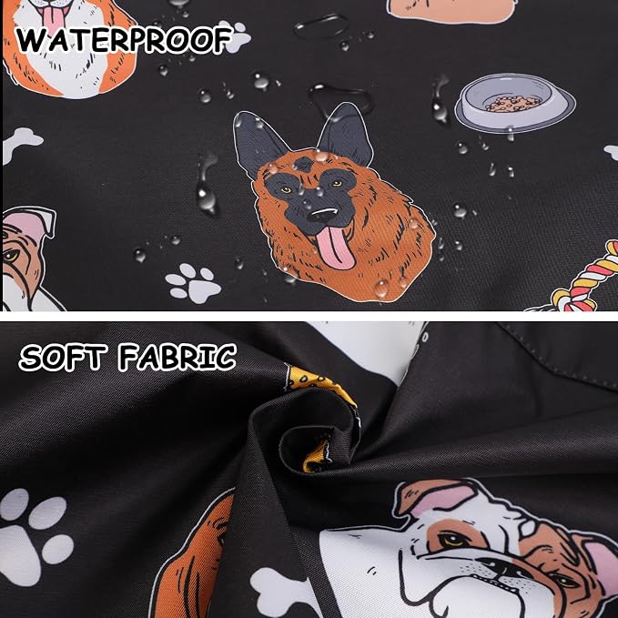 Dog Grooming Waterproof Apron with 2 Pockets, Cute Animals Puppy Dog Pets Apron