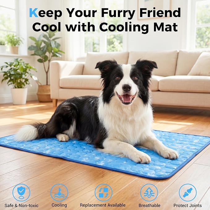Dog Cooling Mat, Arc-Chill Cooling Fiber Self-Cooling Pad for Dogs - 28" x 22"Washable Non-Toxic Summer Pet Mat, Non-Slip Foldable Portable Soft Pad for Indoor Outdoor/Kennel Sofa Bed Floor Car