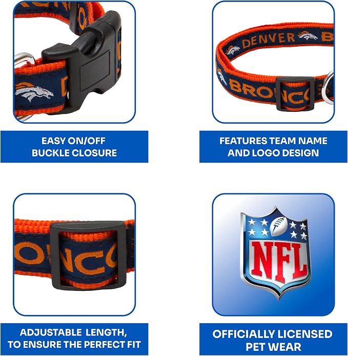 Pets First NFL Denver Broncos Pet Collar, Large, DEN-3036-LG