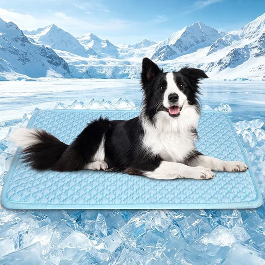 SOMOYA Dogs Cooling Mat (Q-Max>0.45) Upgrade Cooling Pad Non-Slip Dog Bed Mats Blanket Sleeping Kennel Mat,Washable Ice Silk Sleep Mat Pad Breathable for Large Dogs Cats Small