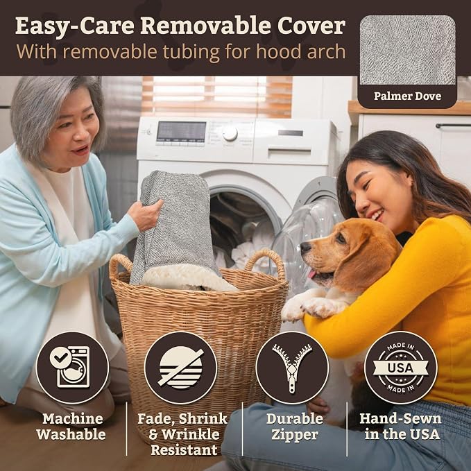 Snoozer Rectangle Cozy Cave Dog Bed - Indoor Dog Bed with Cover Cave, Covered Calming Burrow for Large Sized Pets with Blanket Attached, Enclosed, Washable Cover - XL, Palmer Dove