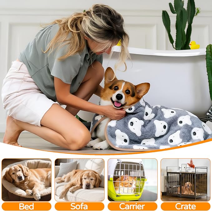 1 Pack 3 Blankets Premium Soft Fluffy Pet Flannel Blanket, Paw Printed Throw for Dogs, Cats and Puppies (Star Set, 23×16 inch, Pack of 3)