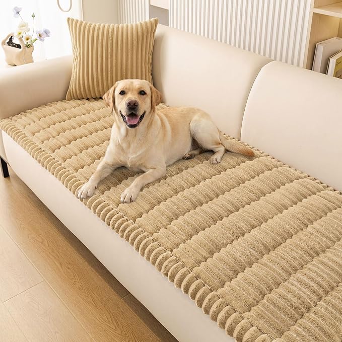 Smiry Couch Cover for Dogs, Non Slip Washable Sofa Protector for Pets, Soft Furniture Cover for Pet, Stylish Sofa Covers, Cozy Protect Against Fur, Dirt & Everyday Messes (Camel, 27.6" x 47")