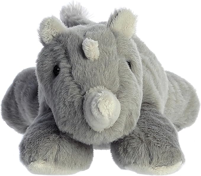 Aurora® Adorable Mini Flopsie™ Rhino Stuffed Animal - Mini Companions Ready for Playful Adventures - for Kids All Ages, Toddlers, Adults, and Families - Gray 8 Inches