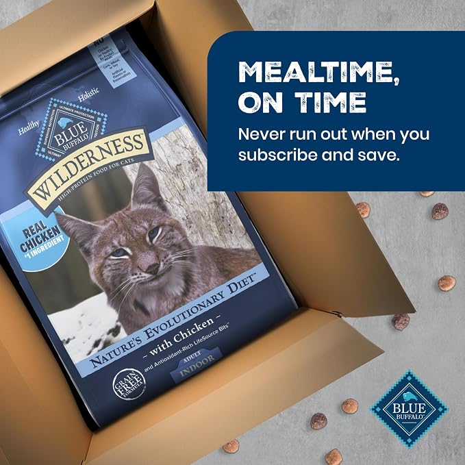 Blue Buffalo Wilderness Chicken Natural High-Protein Grain-Free Dry Food for Adult Indoor Cats, Real Chicken First, Antioxidant-Rich LifeSource Bits Support Immunity, Promotes Strong Muscles, 15 lbs.