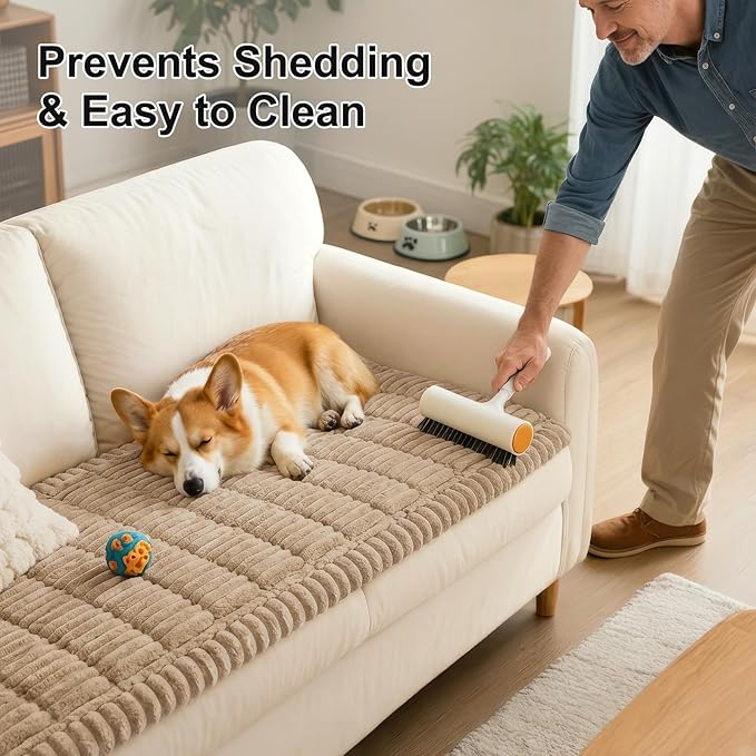 Smiry Couch Cover for Dogs, Non Slip Washable Sofa Protector for Pets, Soft Furniture Cover for Pet, Stylish Sofa Covers, Cozy Protect Against Fur, Dirt & Everyday Messes (Khaki, 27.6" x 59")