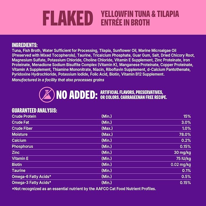 Wellness CORE Signature Selects Flaked Adult Canned Wet Cat Food, Natural, Protein Rich, Grain Free, Yellowfin Tuna and Tilapia Entrée Recipe, 2.8 oz, Pack of 12 Cans
