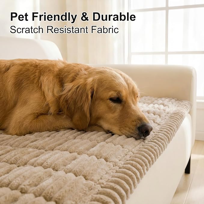 Smiry Couch Cover for Dogs, Non Slip Washable Sofa Protector for Pets, Soft Furniture Cover for Pet, Stylish Sofa Covers, Cozy Protect Against Fur, Dirt & Everyday Messes (Khaki, 27.6" x 70.9")