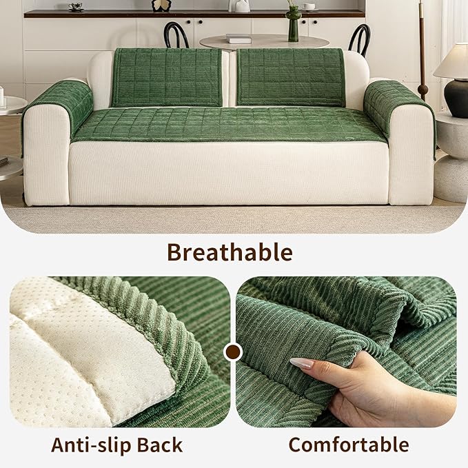 Couch Covers for Dogs Washable, Non Slip Couch Covers for Loveseat Sofa Pet Friendly, Soft Fuzzy Sofa Covers for Pet, Dog Couch Cover Furniture Protector(1PC,Green,27.6"x94.5")