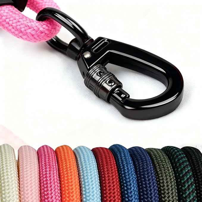 Nylon Dog Leash, 6ft Dog Rope Leashes,Braided Dogs Leashes,Leather Leads,Pet Leash for Small Dogs,Resistant Lead Rope,Puppy Leads,Pet Lead for Small, Medium, Large Dogs(Pink Red, 6 FEET)
