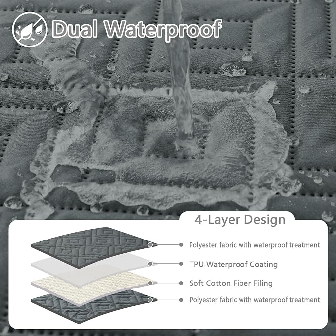 hyha Waterproof Dog Blanket, Soft Dog Bed Cover Pet Blankets, Waterproof Sofa Couch Cover for Dogs Washable, Reversible Pet Couch Covers for Sofa Furniture (82x102 Inch, Dark Grey/Dark Grey)
