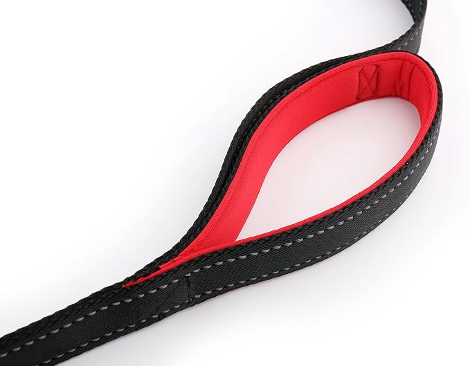 Primal Pet Gear Dog Leash 8ft Long - Black - Traffic Padded Two Handle - Heavy Duty - Double Handles Lead for Control Safety Training - Leashes for Large Dogs or Medium Dogs - Dual Handles Leads