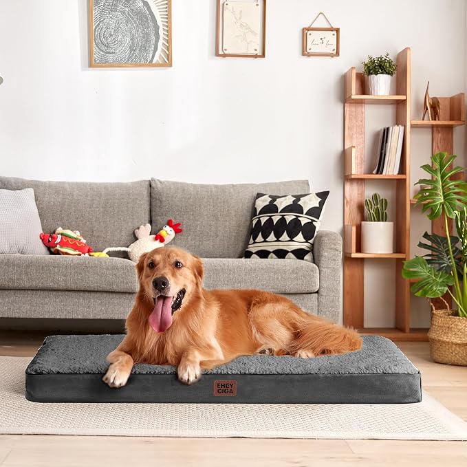 EHEYCIGA Orthopedic Dog Beds for Dogs with Removable Washable Cover for Crate,Grey, 36x27