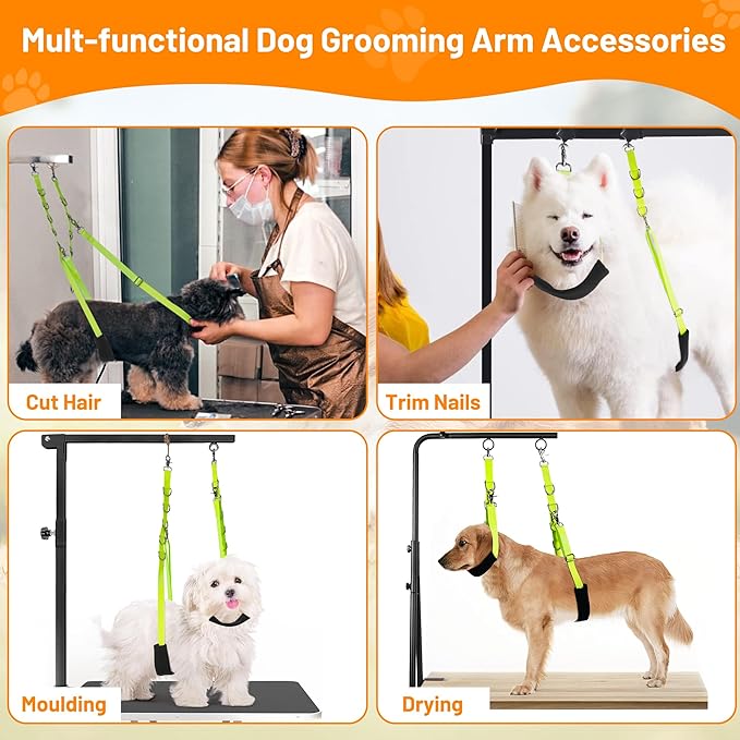 Dog Grooming Belly Strap - Dog Grooming Loops for Table Arm Extender with Clamp Extension Loop Bathing Restraint Leash No Sit Haunch Holder for Small & Medium Dogs Hair Cutting Washing (Green)