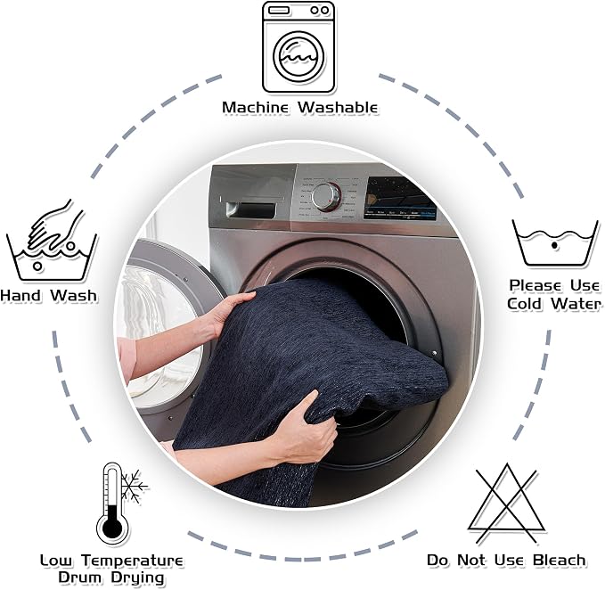 MEETSKY Blue Sofa Covers for 3 Cushion Couch Cover for L Shaped Sectional Sofa Covers Couch Protector Thick Chenille Fabric Washable, Modern Sofa Towel for Living Room, 91" x 118", Navy