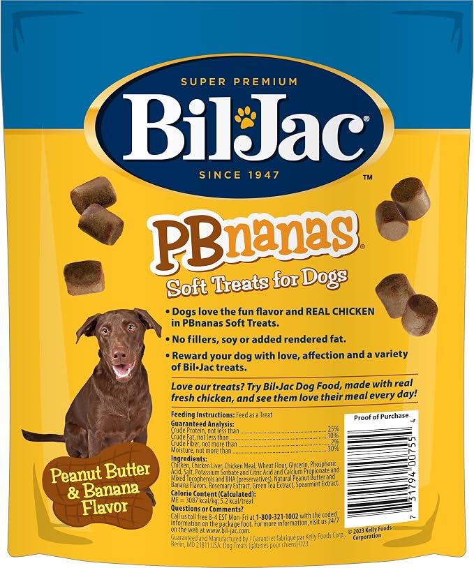 Bil-Jac PB-Nanas Soft Dog Treats | Peanut Butter & Banana Flavor | 10 oz (2-Pack)