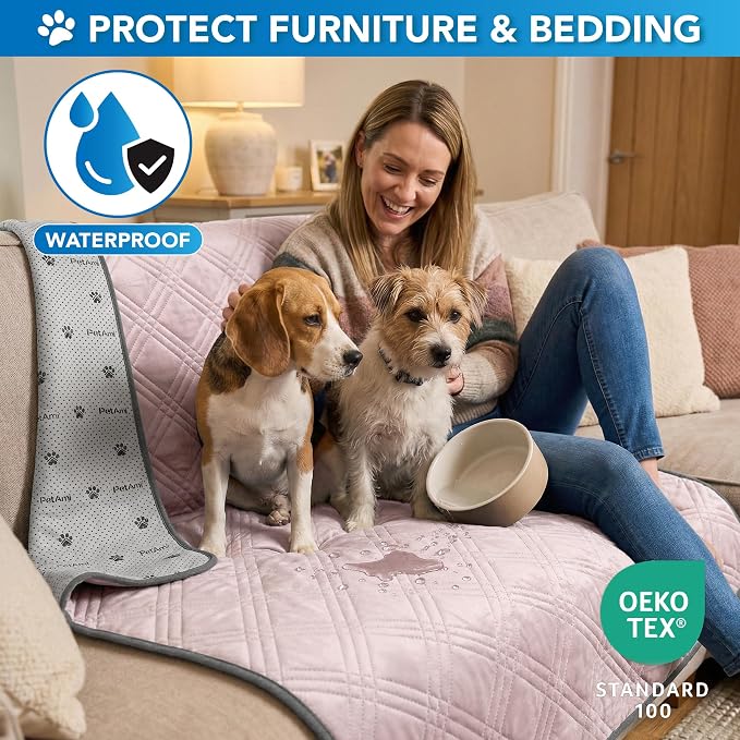 PetAmi Dog Cooling Mat, Waterproof Self Cooling Dog Pad with Non-Slip Backing, Q-Max >4.0 Pet Cooling Mat for Crate, Couch, Kennel & Car, Indoor Outdoor Summer Use, Pink, 29x40