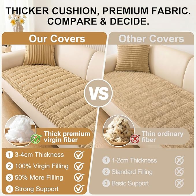 Smiry Couch Cover for Dogs, Non Slip Washable Sofa Protector for Pets, Soft Furniture Cover for Pet, Stylish Sofa Covers, Cozy Protect Against Fur, Dirt & Everyday Messes (Camel, 27.6" x 82.7")