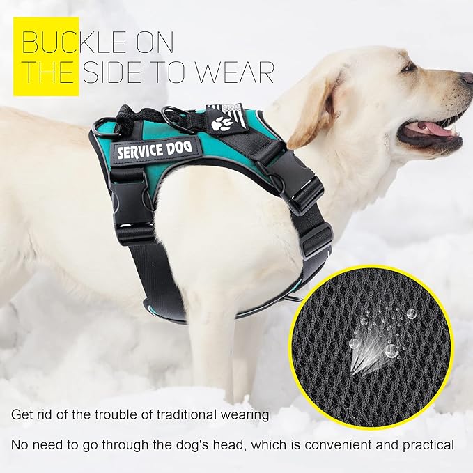 Service Dog Harness, Reflective Dog Vest Harness with 5 PCS Patches, Adjustable Soft Oxford Pet Harness, Inner Layer Mesh, Easy to Control for Dogs