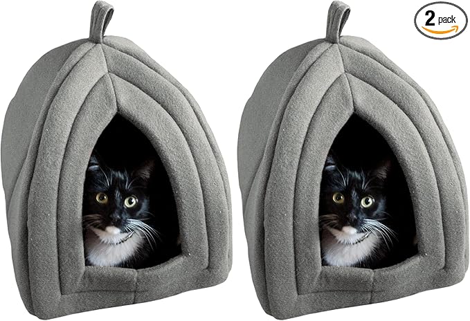 Cat House - Indoor Bed with Removable Foam Cushion - Pet Tent for Puppies, Rabbits, Guinea Pigs, Hedgehogs, and Other Small Animals by PETMAKER (Pack of 2)