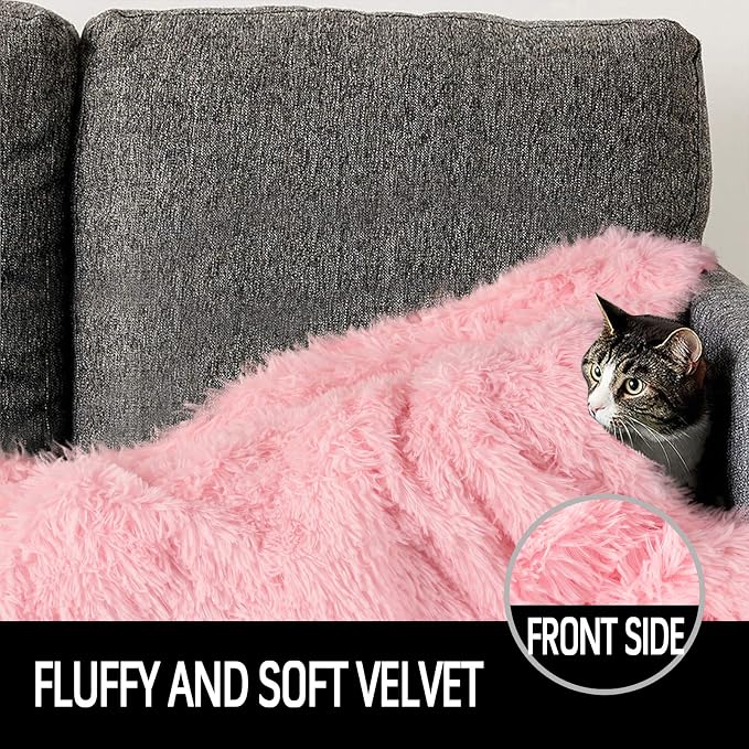 LOCHAS Luxury Fluffy Dog Blanket, Extra Soft and Warm Sherpa Fleece Pet Blankets for Dogs Cats, Plush Furry Faux Fur Puppy Throw Cover, 30''x40'' Pink