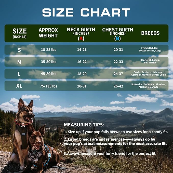 AUROTH Tactical Dog Harness for Large Dogs No Pull Adjustable Pet Harness Reflective K9 Working Training Easy Control Pet Vest Military Service Dog Harnesses