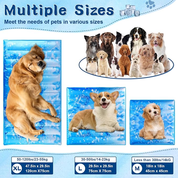 Dog Cooling Mat 2.0, Universal Pet Cooling Pad, Double-Sided Durable Water-Resistant, Portable and Easy to Clean, Suitable for All Pets, Keep Your Pet Cool Indoors and Outdoors (18" x 18")