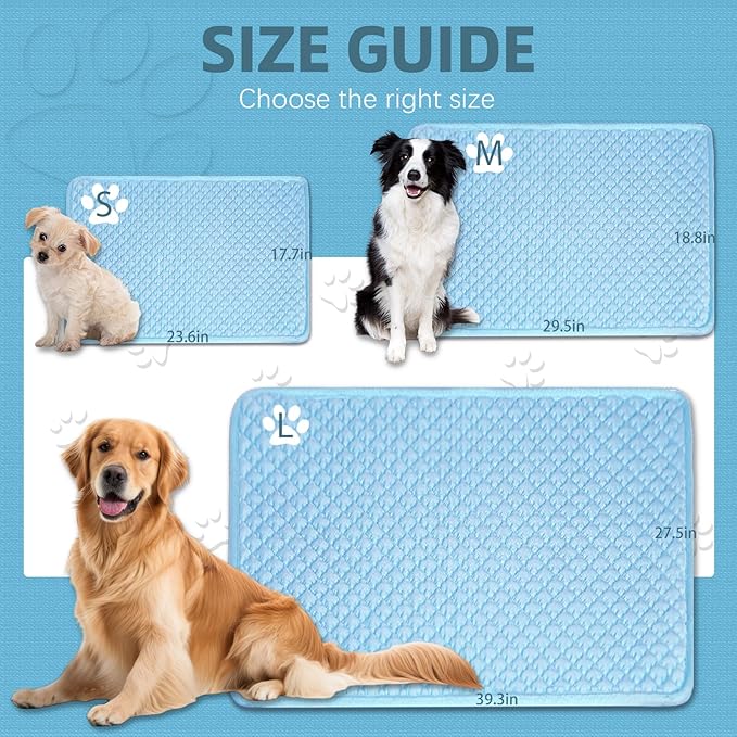 SOMOYA Dogs Cooling Mat (Q-Max>0.45) Upgrade Cooling Pad Non-Slip Dog Bed Mats Blanket Sleeping Kennel Mat,Washable Ice Silk Sleep Mat Pad Breathable for Large Dogs Cats Small