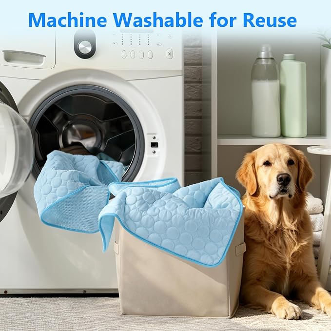 MCEAST Dog Cooling Mat 39" x 27.5" Self Cooling Pad for Dogs & Cats Non-Slip Cool-Chill Mats Summer Pet Blanket with Storage Bag Washable & Portable Cool Pet Pad for Floor Sofa Bed Car Travel, Large