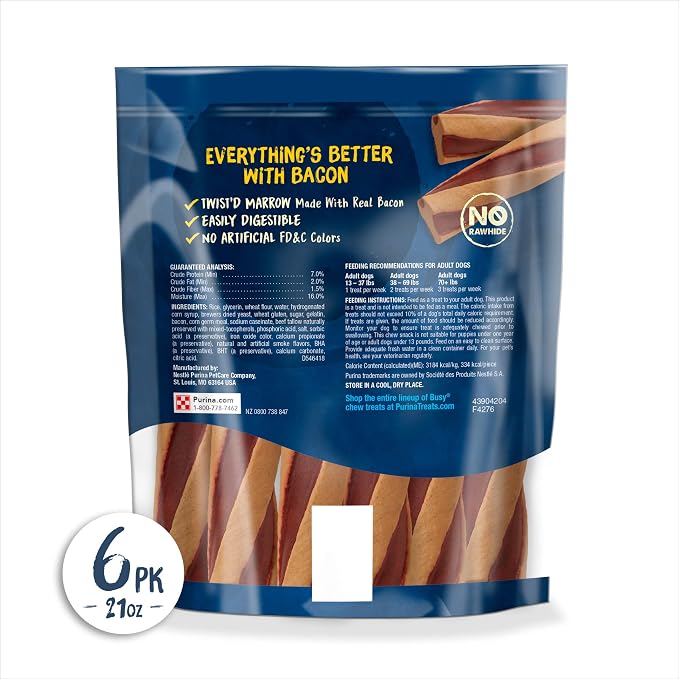 Purina Busy With Beggin' Made in USA Facilities Small/Medium Breed Dog Treats, Twist'd - (2) 6 ct. Pouches