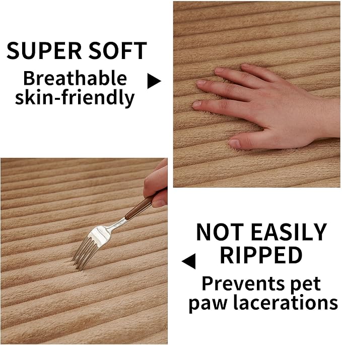 HAOMAIJIA Waterproof Couch Cover for Dogs Washable,Faux Fur Pet Couch Covers for Sofa,Soft Dog Bed Cover Non-Slip Couch Covers for 3 Cushion Couch Sofa Pet Friendly (Khaki, 35" x 95" 1 Pack)