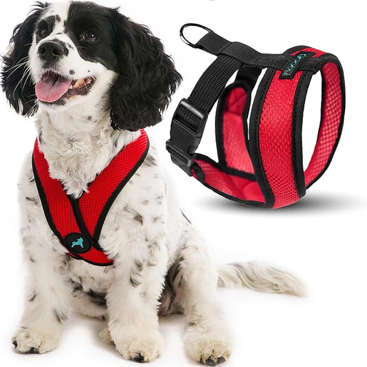 Gooby Comfort X Head in Harness - Red, Large - No Pull Small Dog Harness, Patented Choke-Free X Frame - Perfect on The Go Dog Harness for Medium Dogs No Pull or Small Dogs for Indoor and Outdoor Use