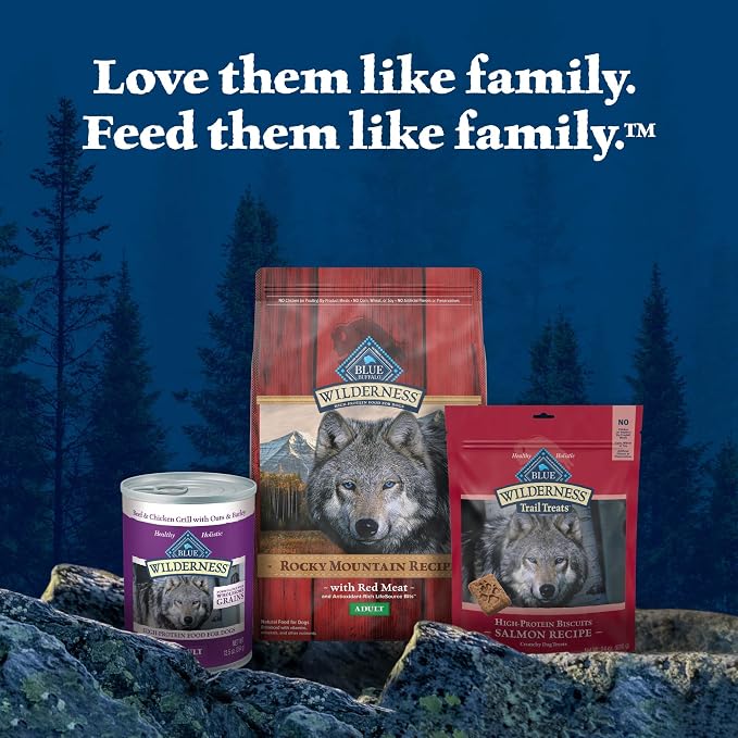 Blue Buffalo Wilderness Rocky Mountain Recipe Adult Dry Dog Food with Red Meat & Wholesome Grains, 34g Protein, Vibrant Energy for an Active Life, Made with Natural Ingredients, 24 lbs.
