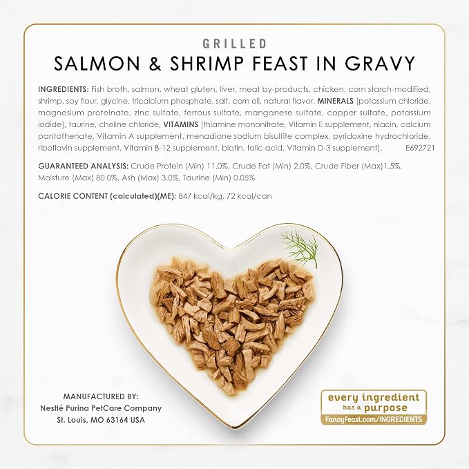 Fancy Feast Purina Grilled Wet Cat Food Seafood Collection in Wet Cat Food Variety Pack - 3 oz. Cans,(Pack of 60)