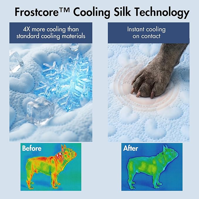 Spark Paws Cooling Mat for Dogs - Self Cooling Dog Mat & Pet Cooling Pad for Large, Medium & Small Dogs - Non-Toxic, Non-Gel Washable Cooling Bed - Hearts Blue - Size XXL