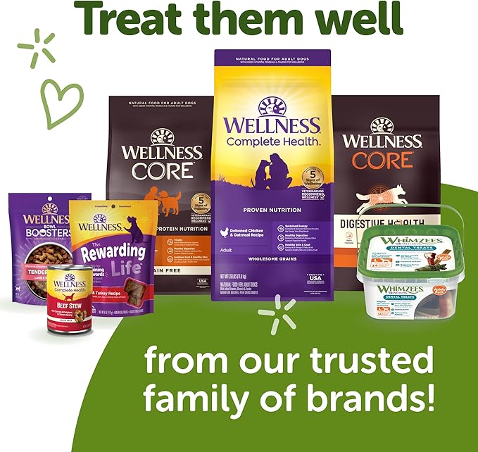 Wellness WHIMZEES Brushzees Natural Dog Dental Treat, VOHC Accepted Chews, Freshens Breath, Medium Size, 4.2 oz Bag, 4 Count
