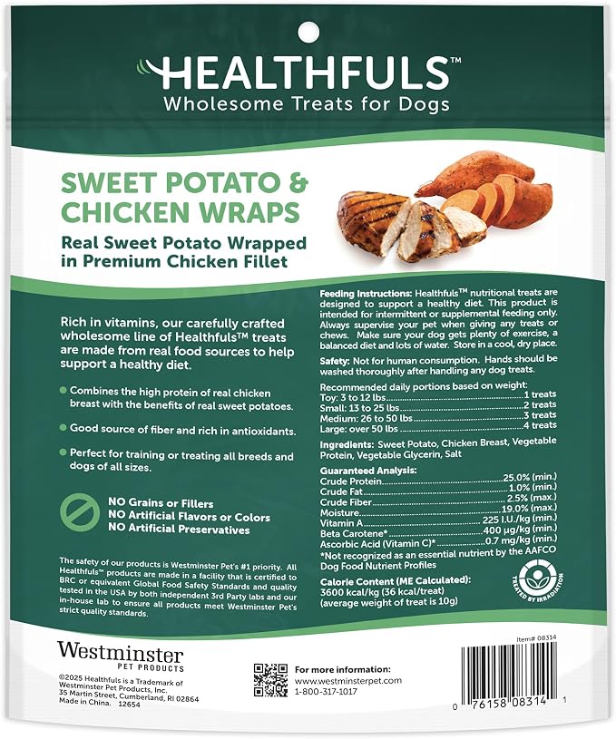 Healthfuls Chicken Wrapped Sweet Potato Dog Treats, 16oz