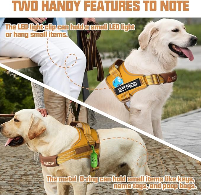 AUROTH Dog Harness and Leash Set, Soft Padded Service Dog Vest with 5.25FT Dog Leash, No Choke, Easy On Pet Vest, Adjustable Reflective No Pull Dog Harness Small Sized Dog, Easy Walking and Training