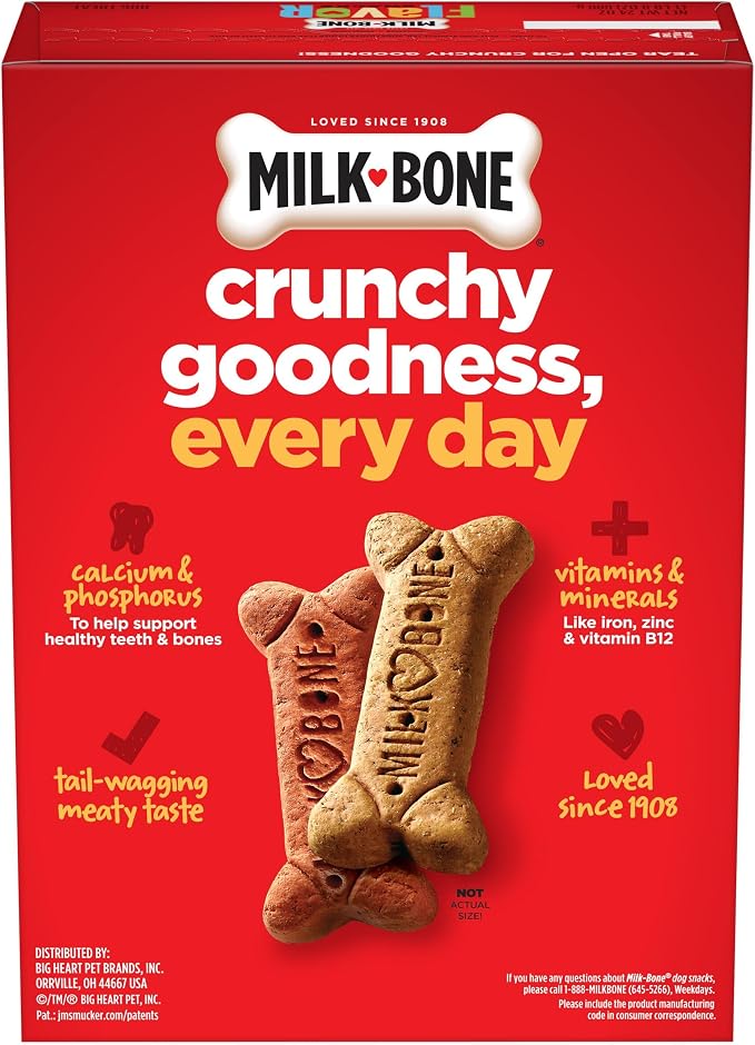 Milk-Bone Flavor Snacks Large Dog Biscuits, Flavored Crunchy Dog Treats, 24 Oz. Box