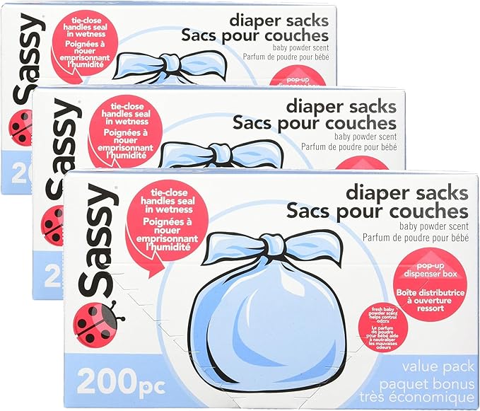 Sassy Baby Disposable Diaper Sacks, 200 Count, Packaging may vary (Pack of 3)